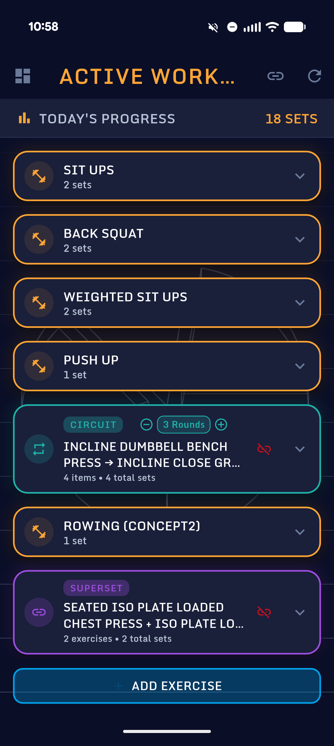 Active Workout Tracking Screen